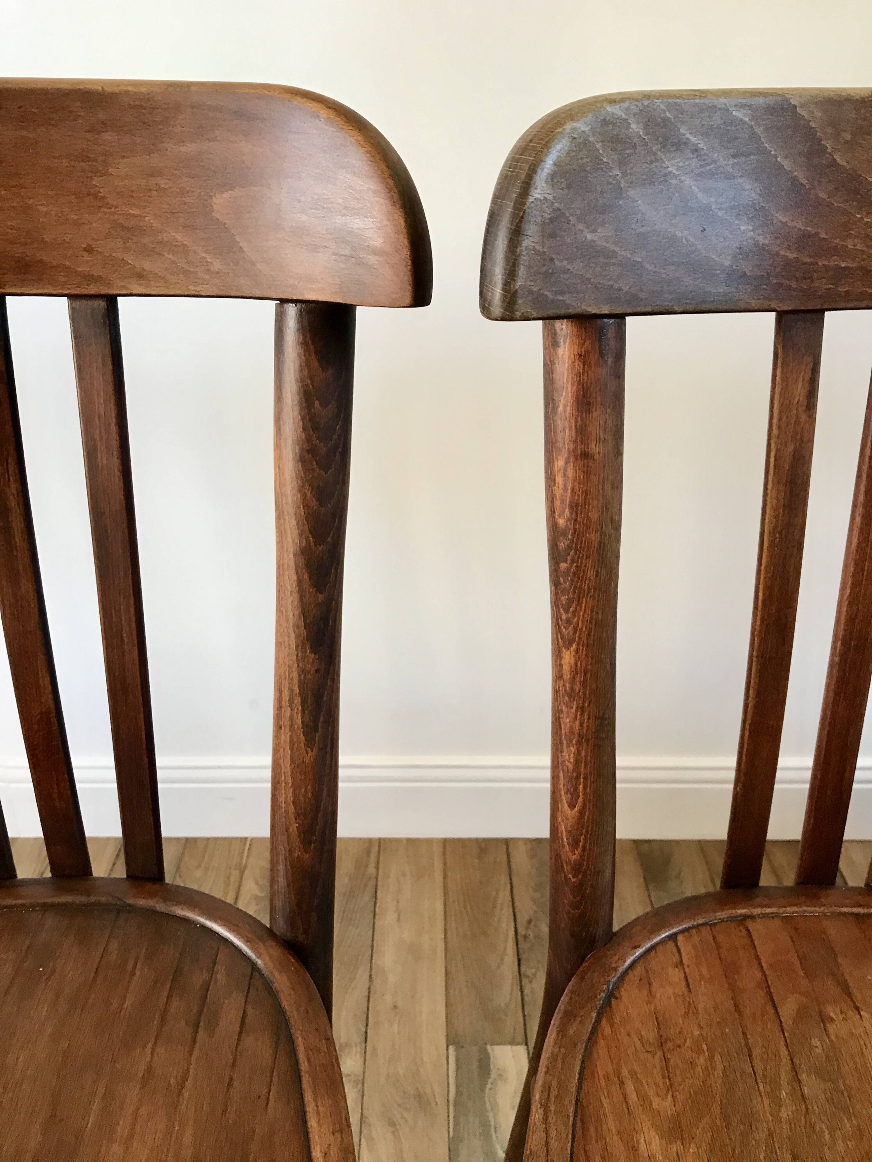 Set of 5 baumann bistro chairs in bent wood stamped xxth