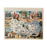 Affiche ancienne carte illustrée du Canada de 1948 - JP Pinchon