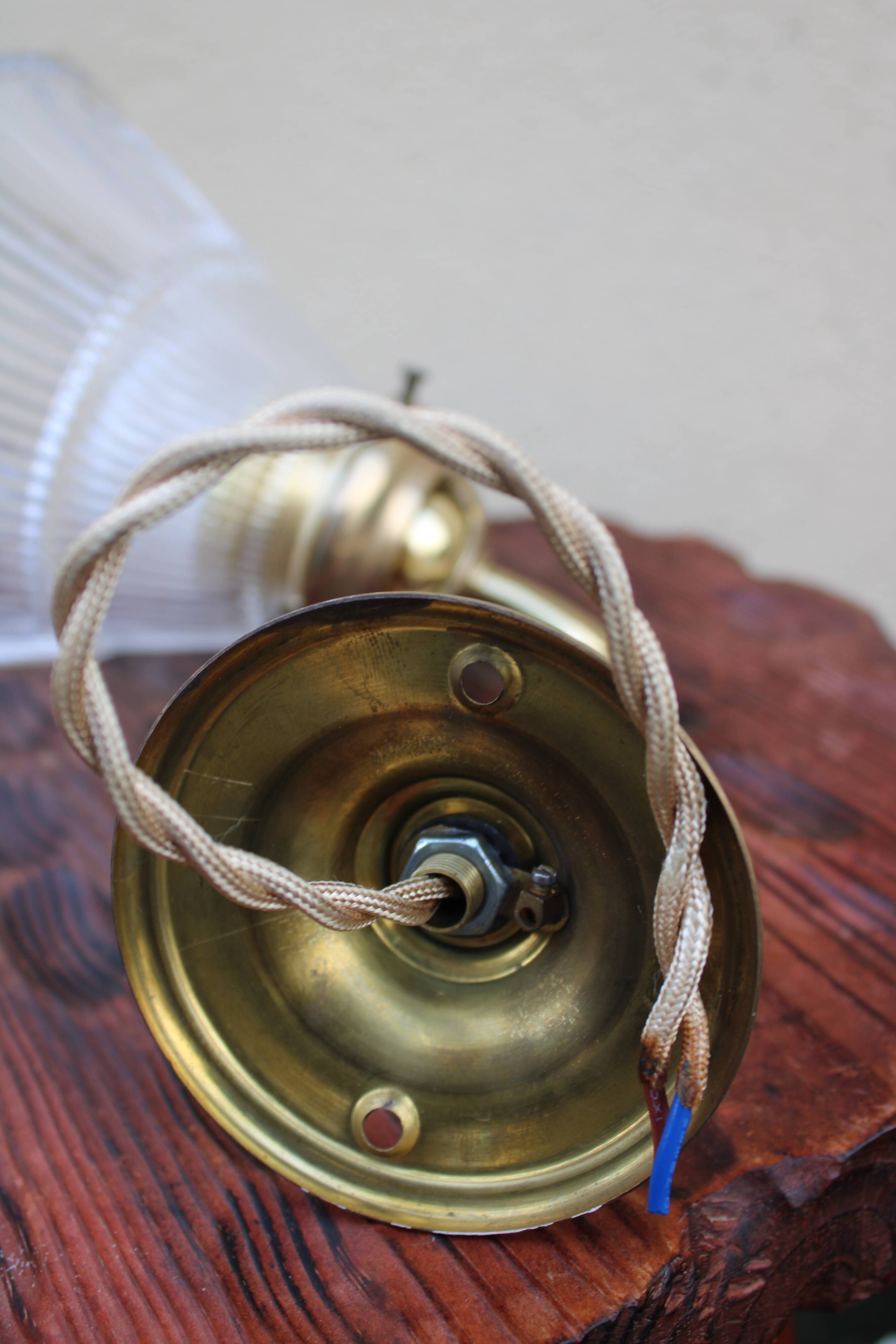 Brass and streaked glass sconce
