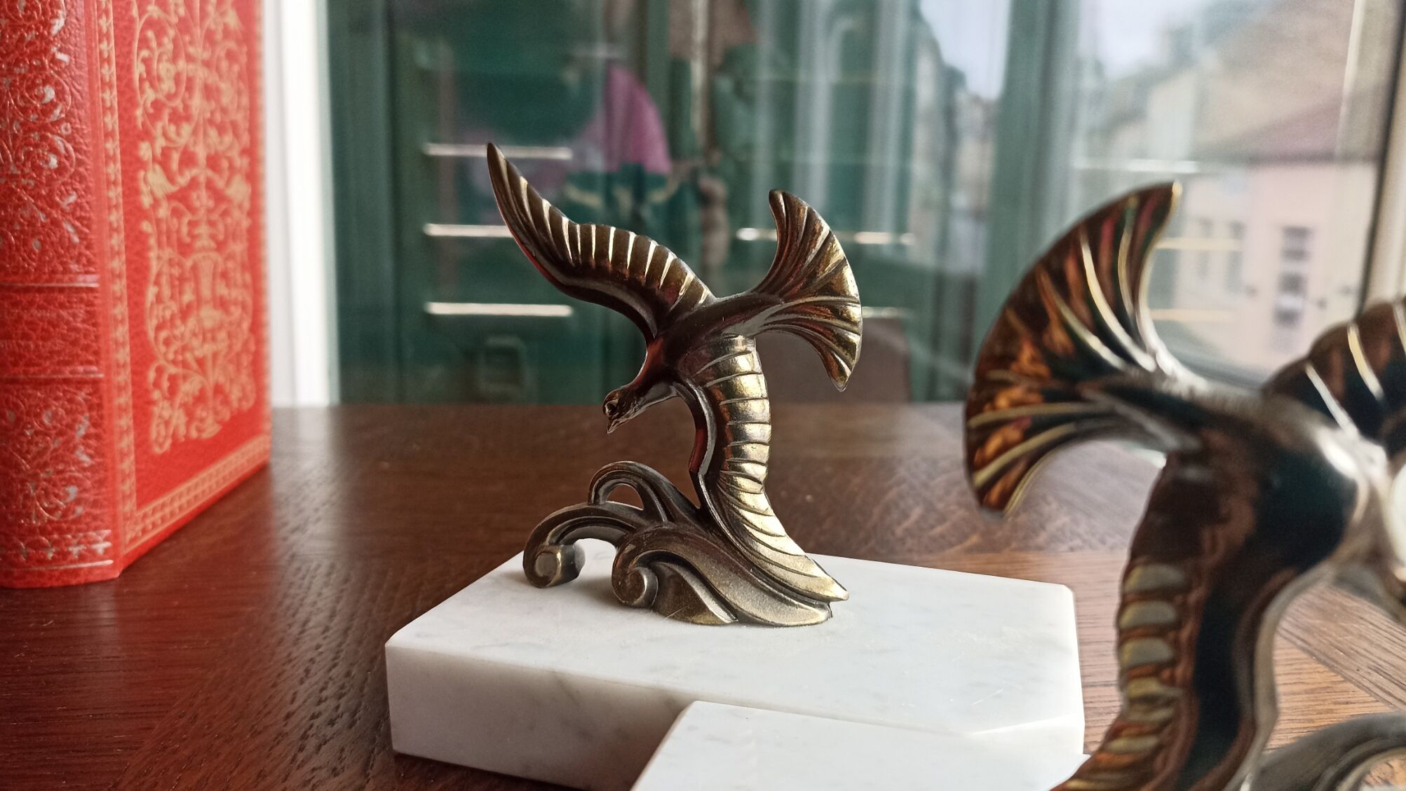 Bookends Sagulls in art zinc and marble