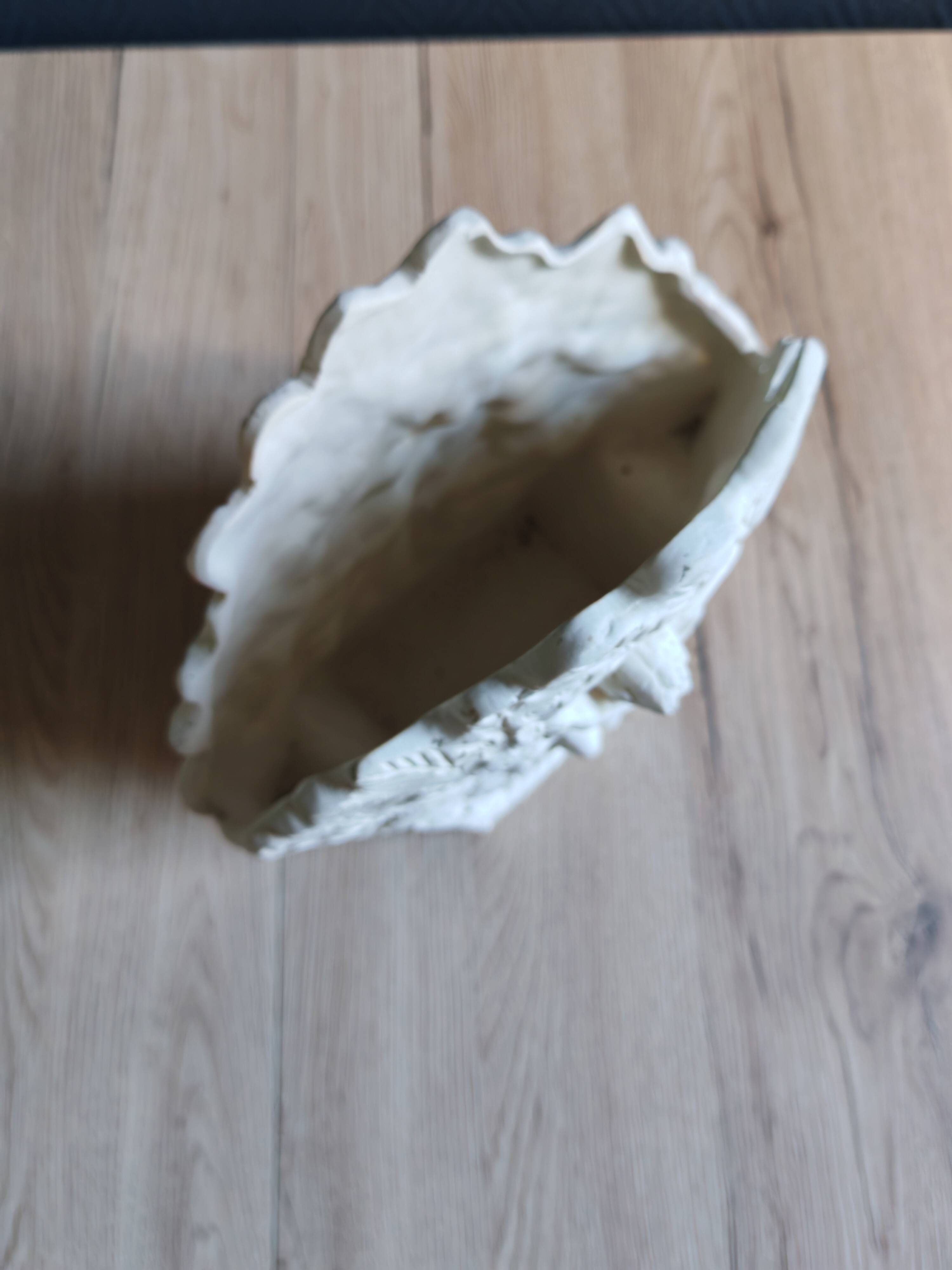 Angel Vase in White Plaster, Vintage Planter with Cherub and Flower Motif