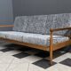 Grey fabric and wood 3 seat sofa 1960s