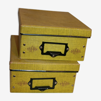Sacor vintage yellow/black office storage boxes