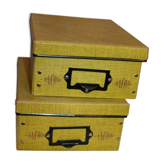 Sacor vintage yellow/black office storage boxes