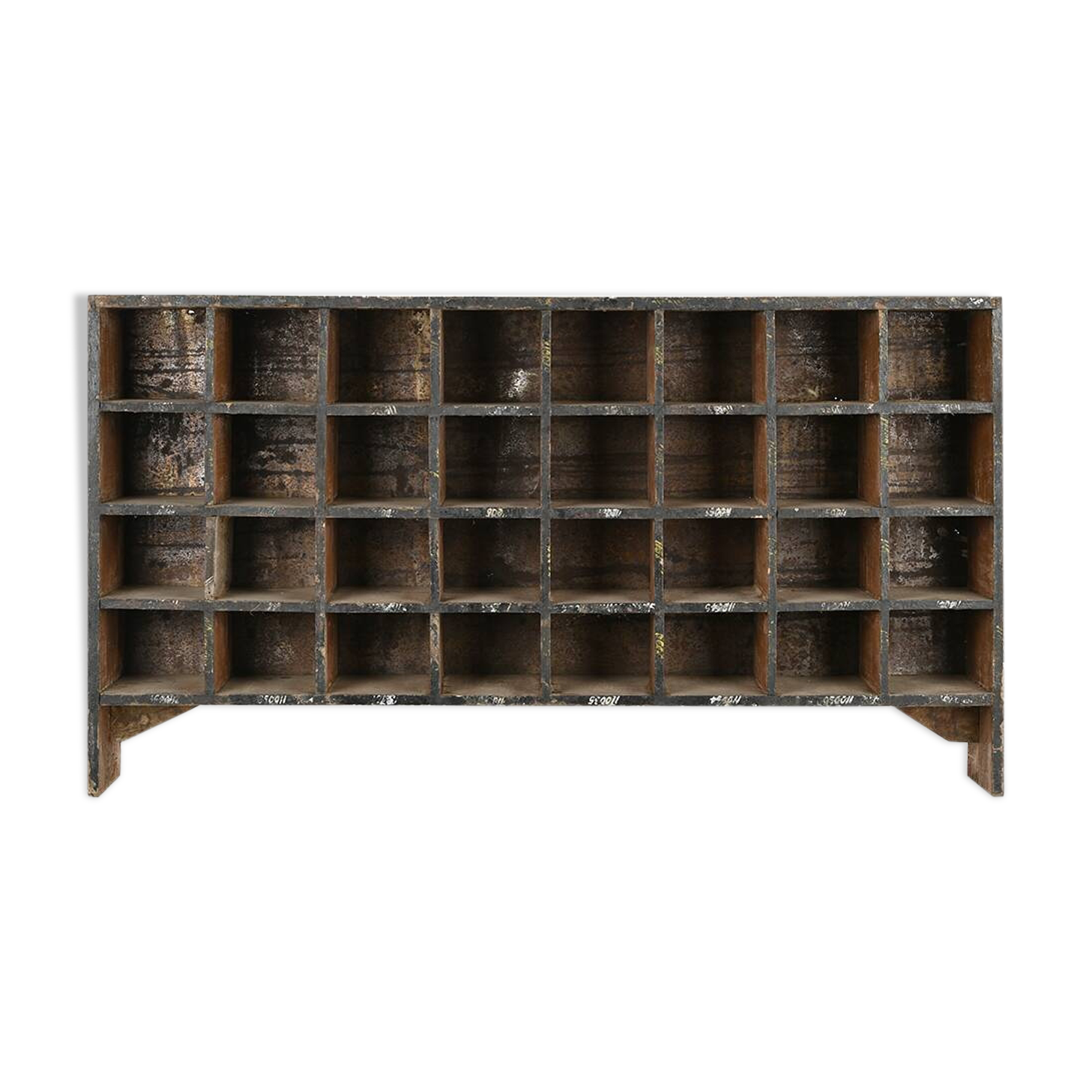 32-compartment wooden workshop cabinet