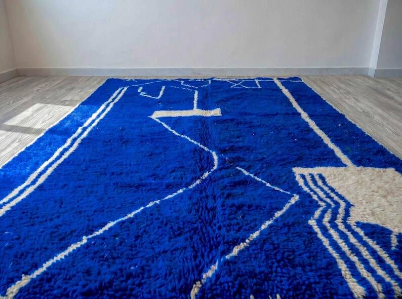 Tapis marocain berbère bleu en laine 200cmx300cm