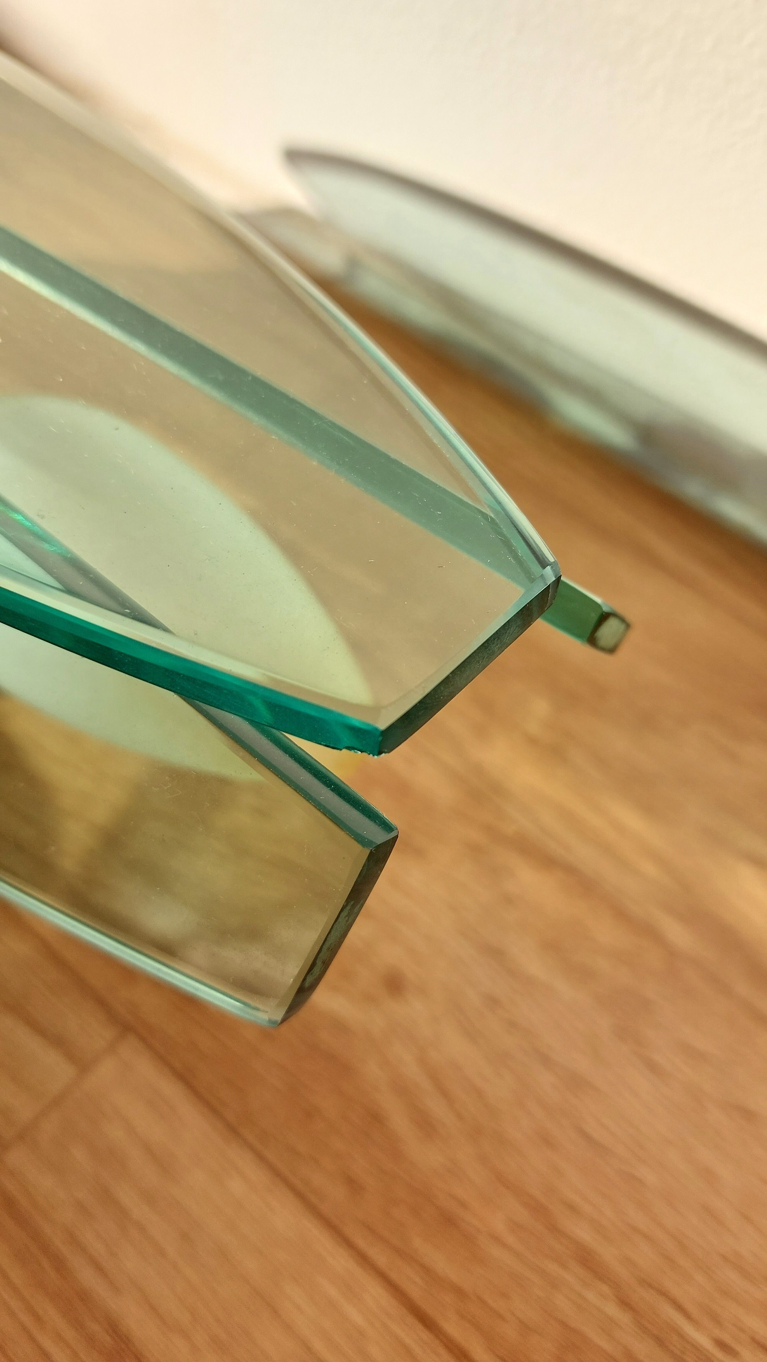 Pair of Veca wall lamps in blue/green tinted glass 1970