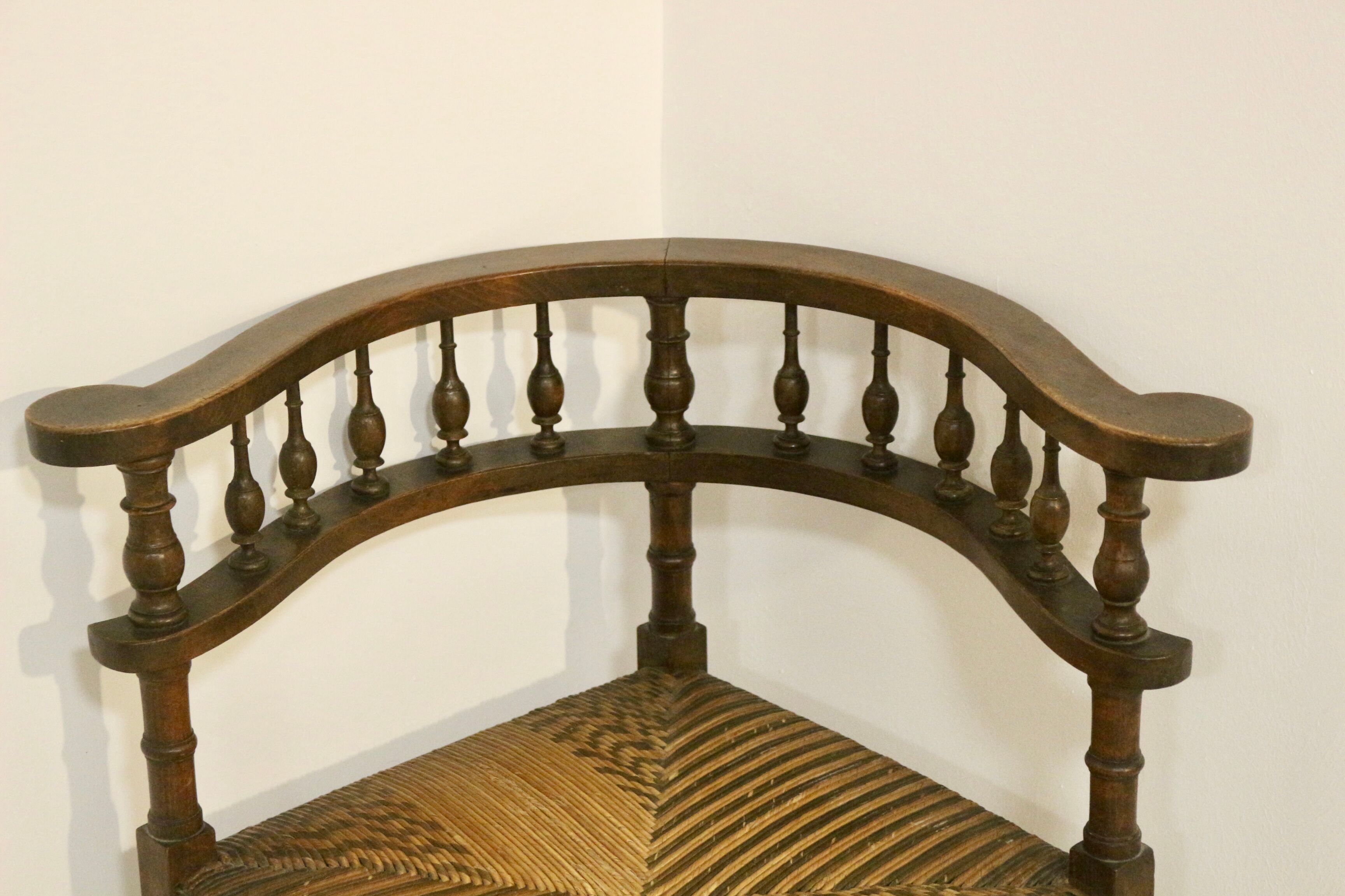 Vintage corner chair, sculpted backrest 1940