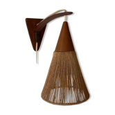 Teak wall lamp with natural ropes by Ib Fabiansen for Fog & Mørup, 1960s, Denmark.