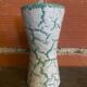 Antique Diabolo Vase VALLAURIS Cracked White & Green Ceramic Vintage