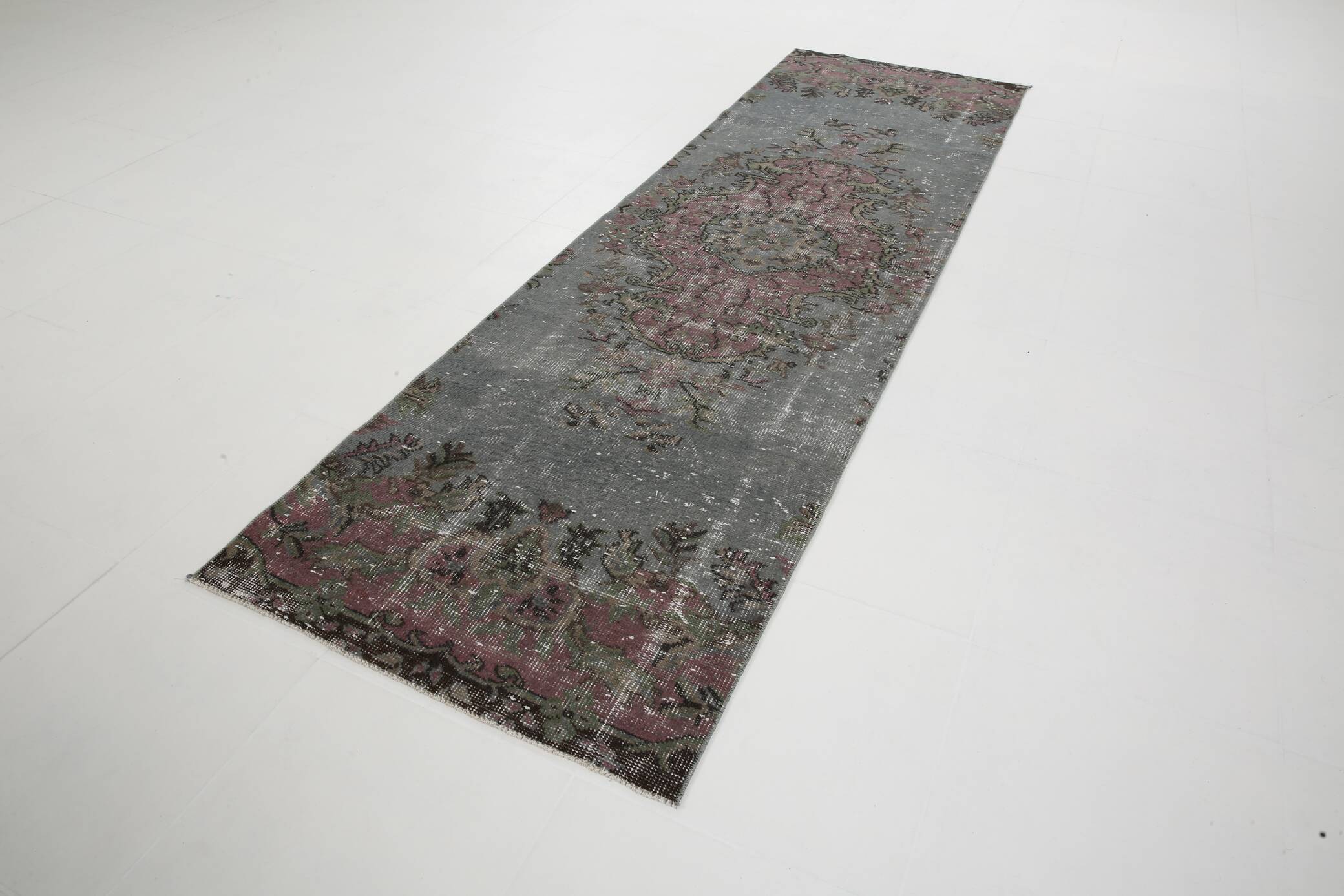 3x9 Soft Handmade Burgundy Vintage Runner Rug