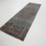 Tapis de course vintage bordeaux doux fait à la main 3x9