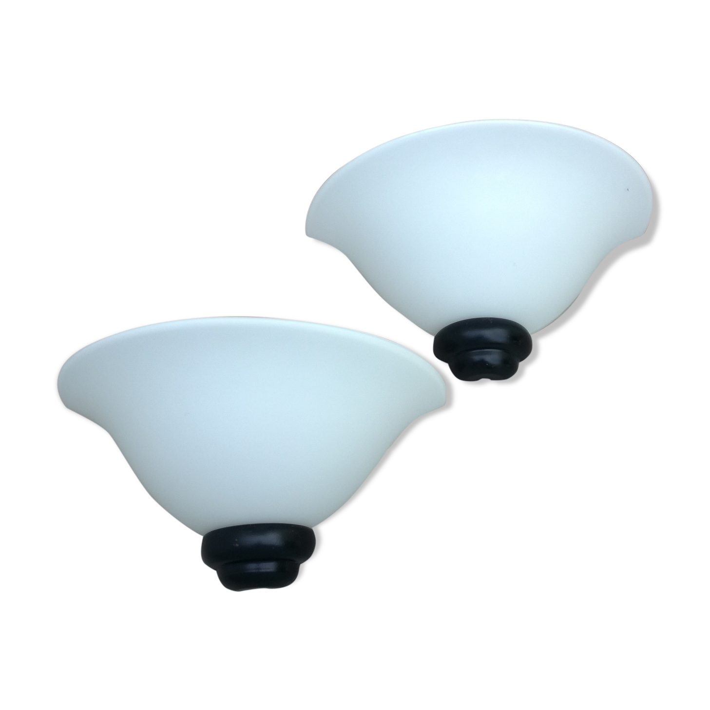 2 opal glass half bell sconces