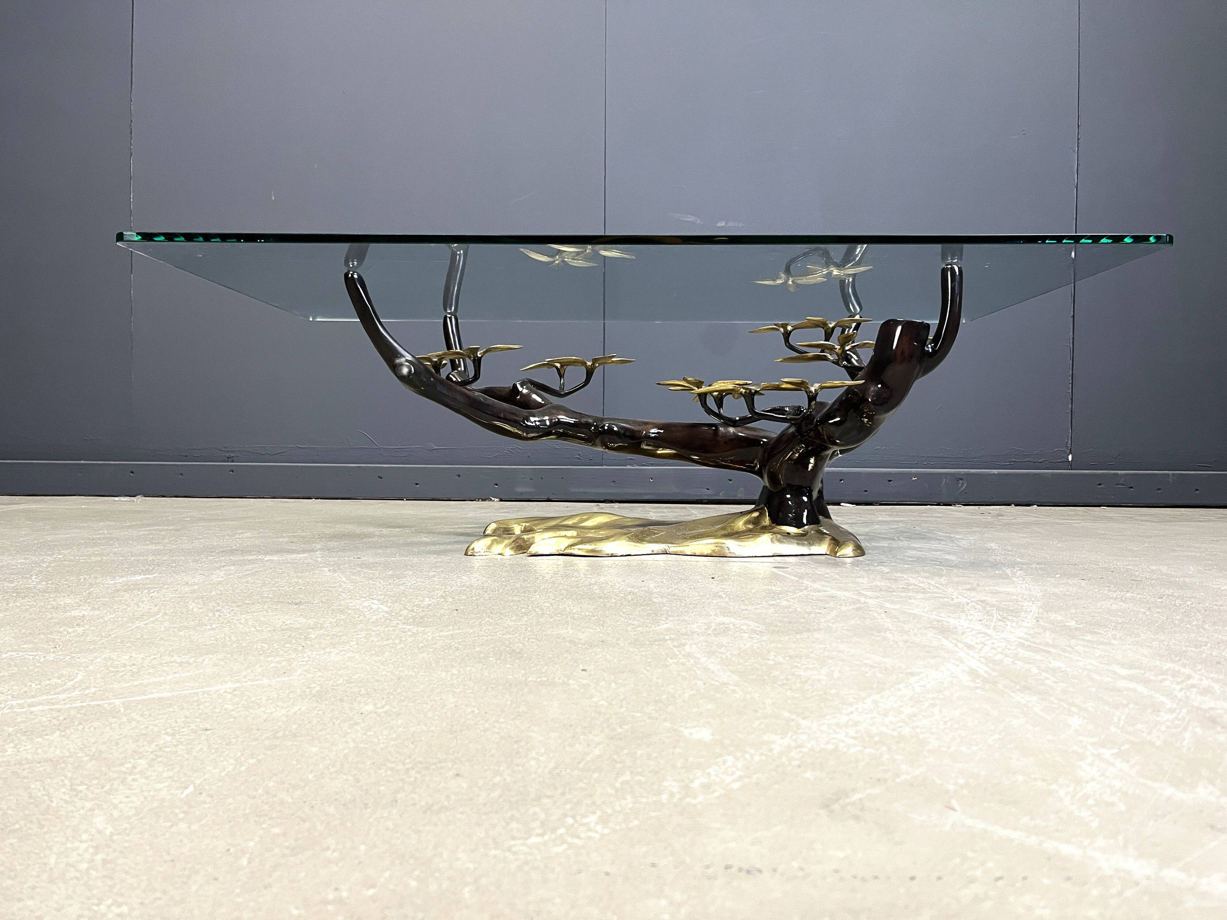 Brass bonsai coffee table by Willy Daro, 1970s