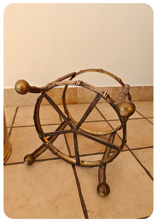 Pot de fleurs vintage en laiton faux bambou Maison Bagues