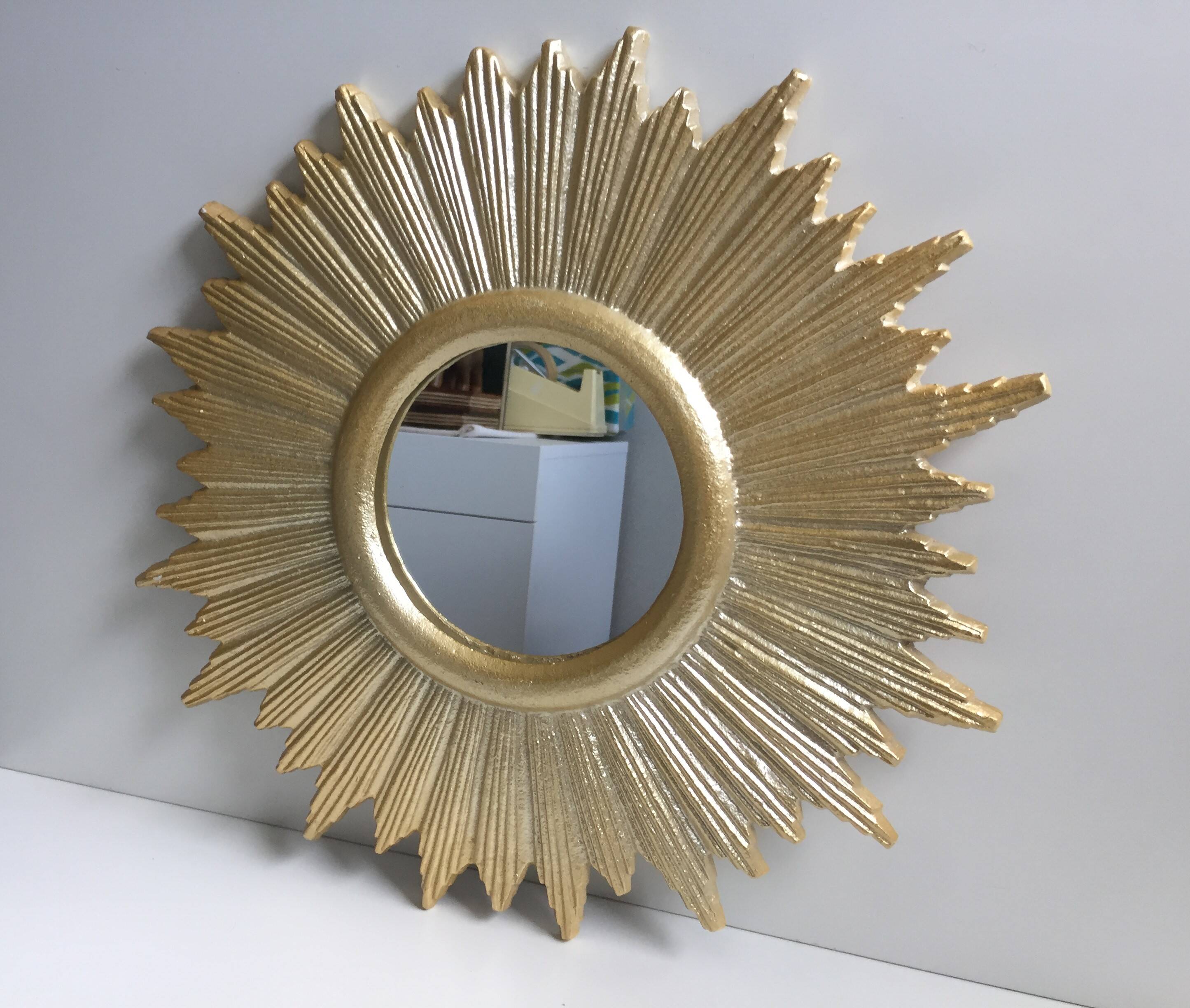 Golden wall sun mirror design baroque modern contemporary style