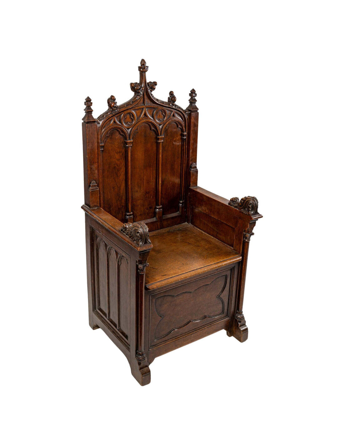 Neo-Gothic armchair in walnut, 19th century