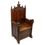 Neo-Gothic walnut armchair, nineteenth century