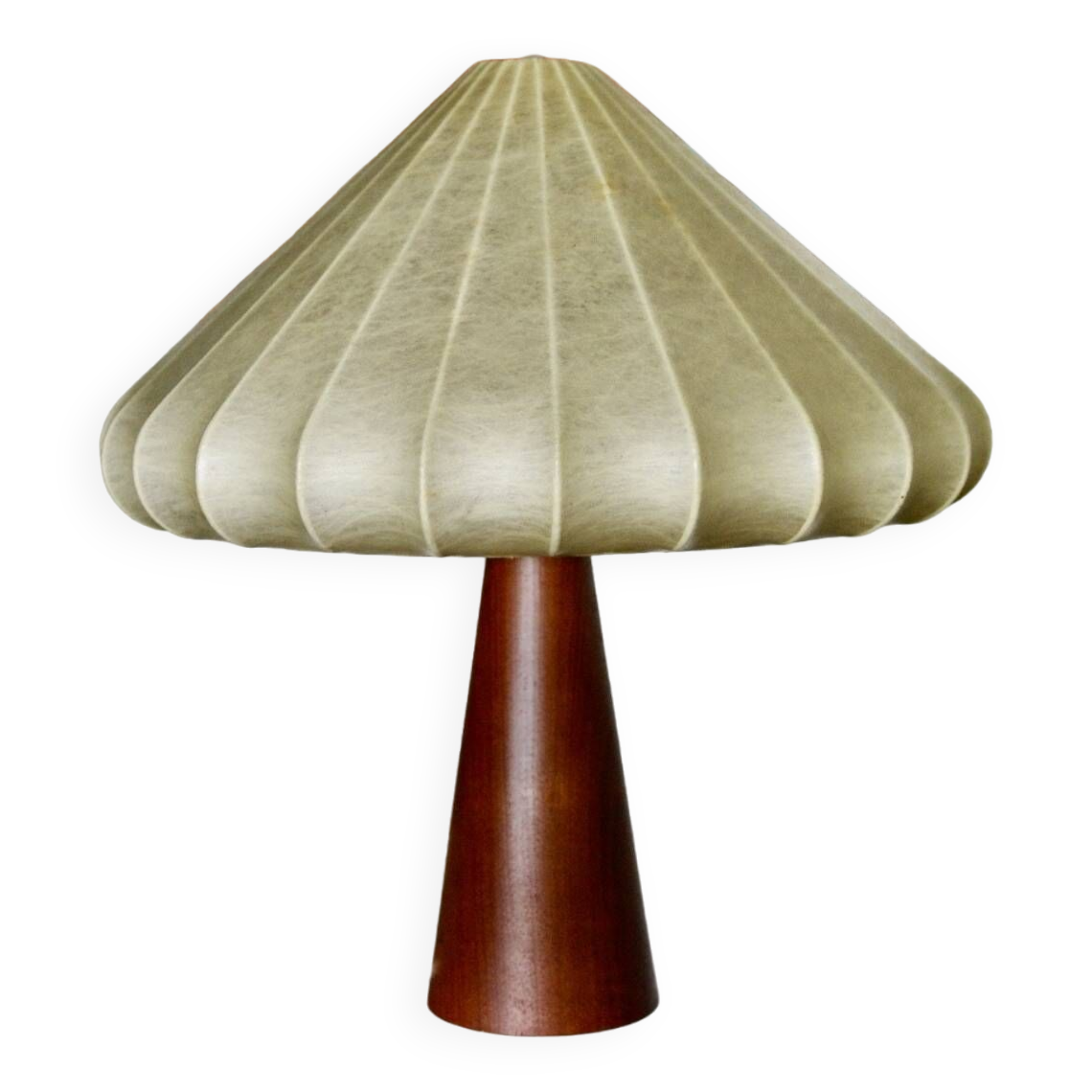 Vintage cocoon mahogany table lamp attributed to achille castiglioni 1960