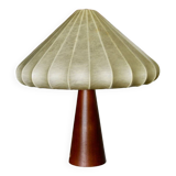 Vintage cocoon mahogany table lamp attributed to achille castiglioni 1960