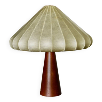 Lampe de table vintage cocoon en acajou 1960