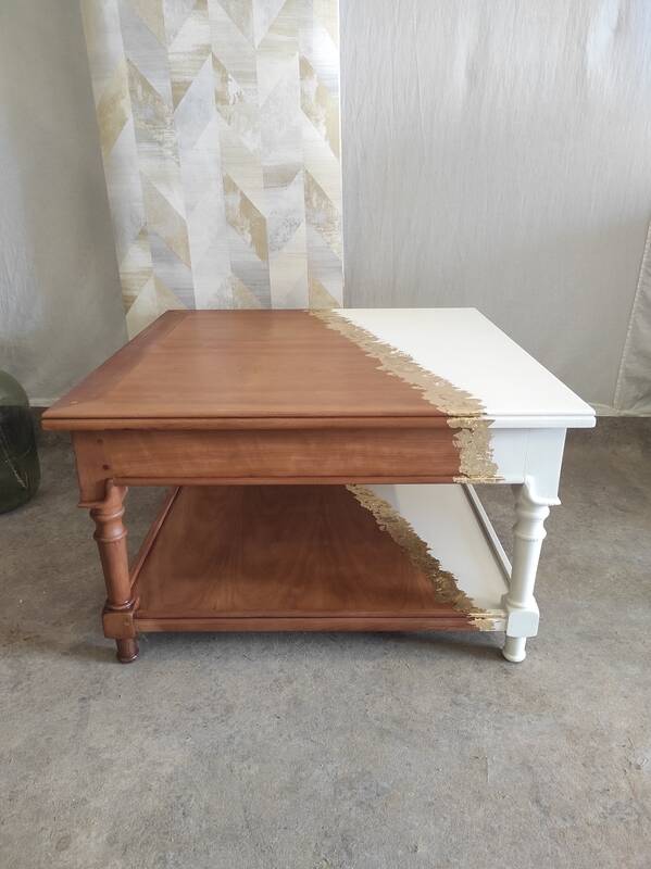 White and gold leaf coffee table