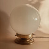 White opaline globe table lamp