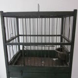 Wooden bird cage with feeder