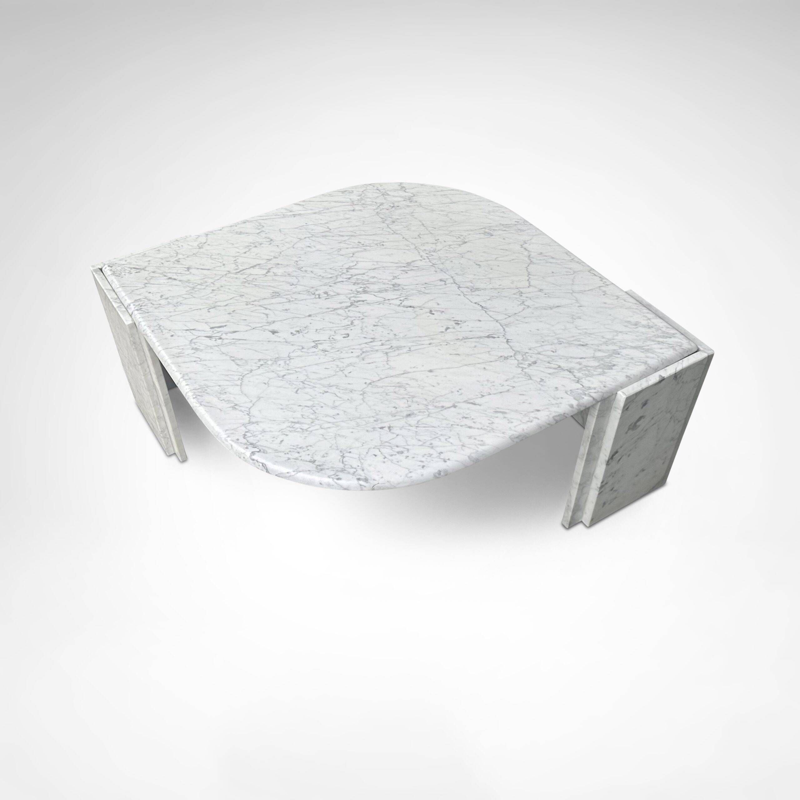 Carrara marble teardrop coffee table Germany 1980s