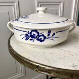 Soup tureen Saint-Amand blue flowers 30s-40s