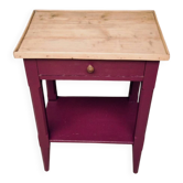 Table de chevet bois et aubergine