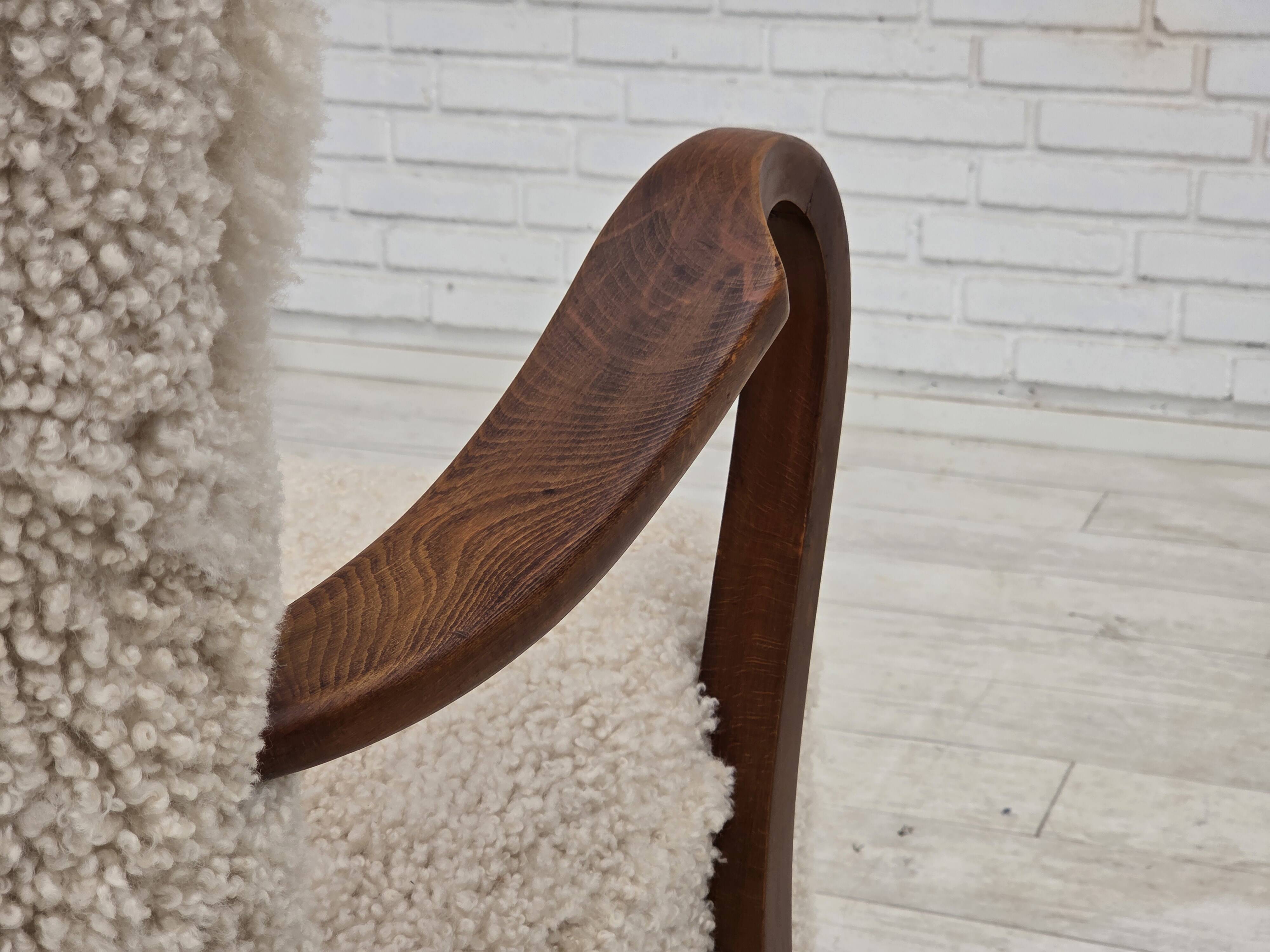 1960s, Danish design by Alfred Christensen, reupholstered, sheepskin.
