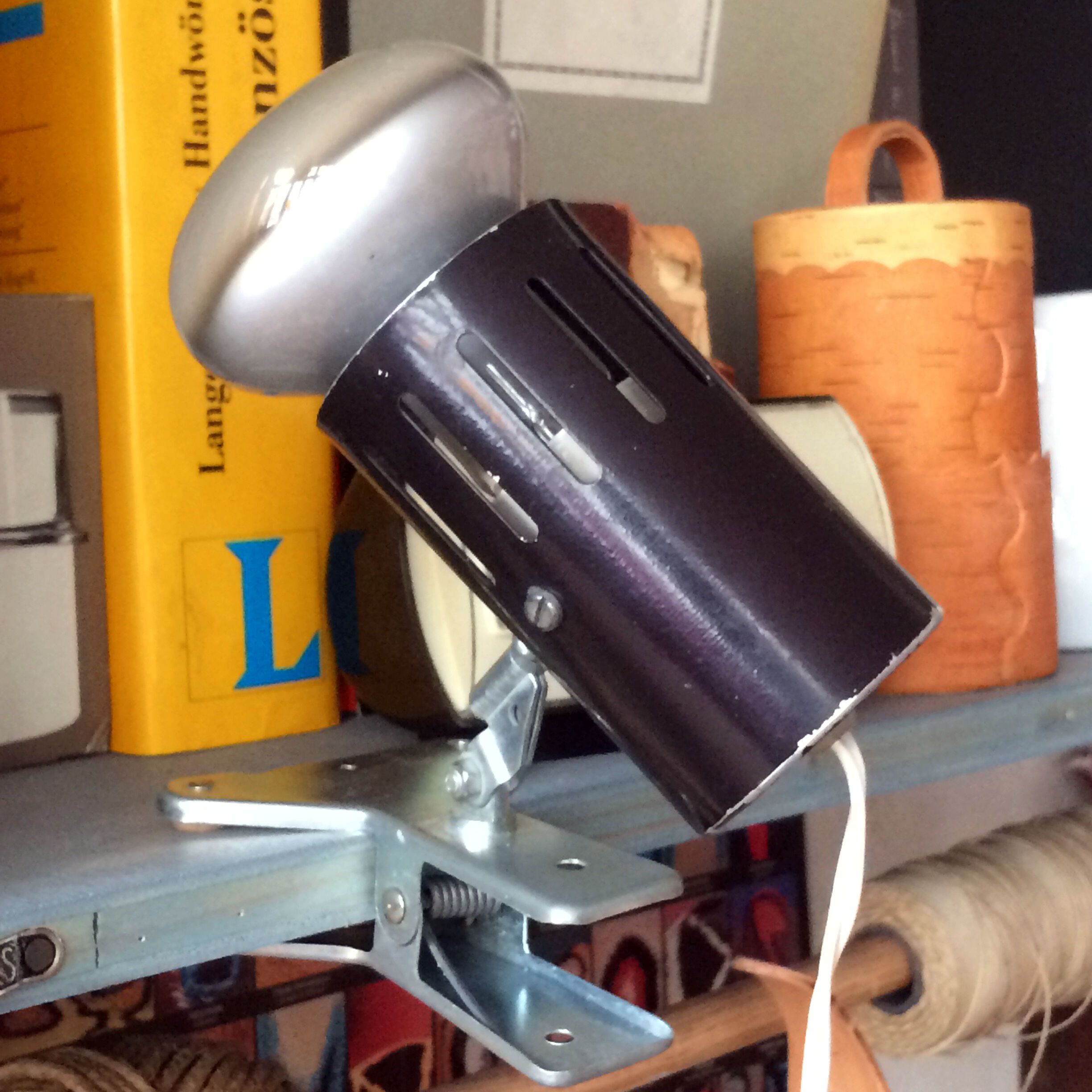 Chocolate lacquered metal clamp spot 1960/70