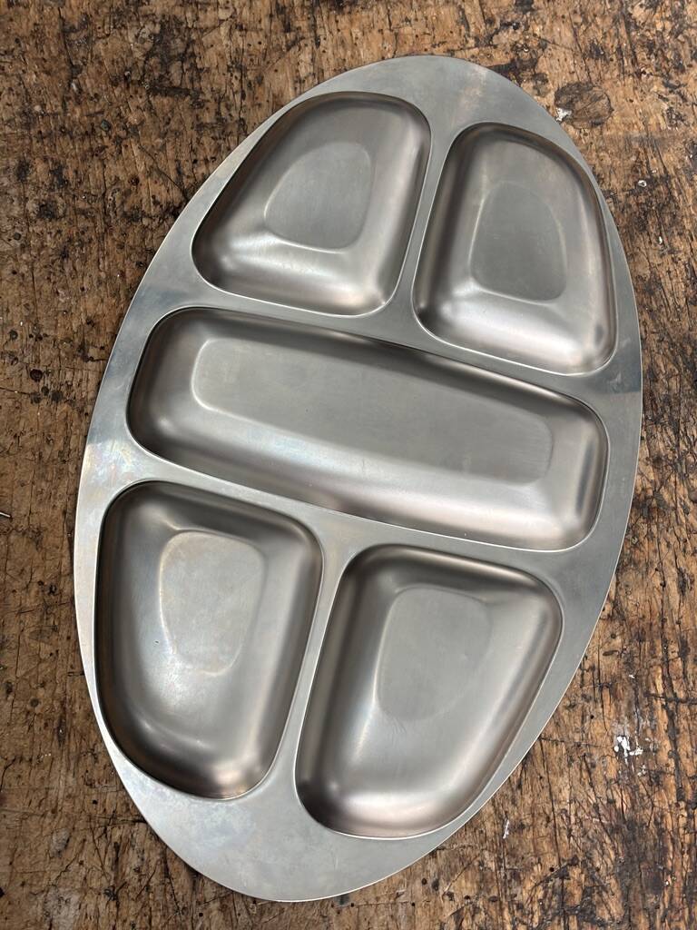 Large compartmented appetizer platter Inox 18/10 vintage