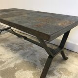 Wrought iron table slate tiles 1960
