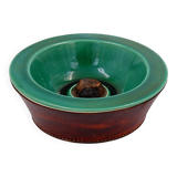 Vintage ceramic and leather ashtray from the 1950s