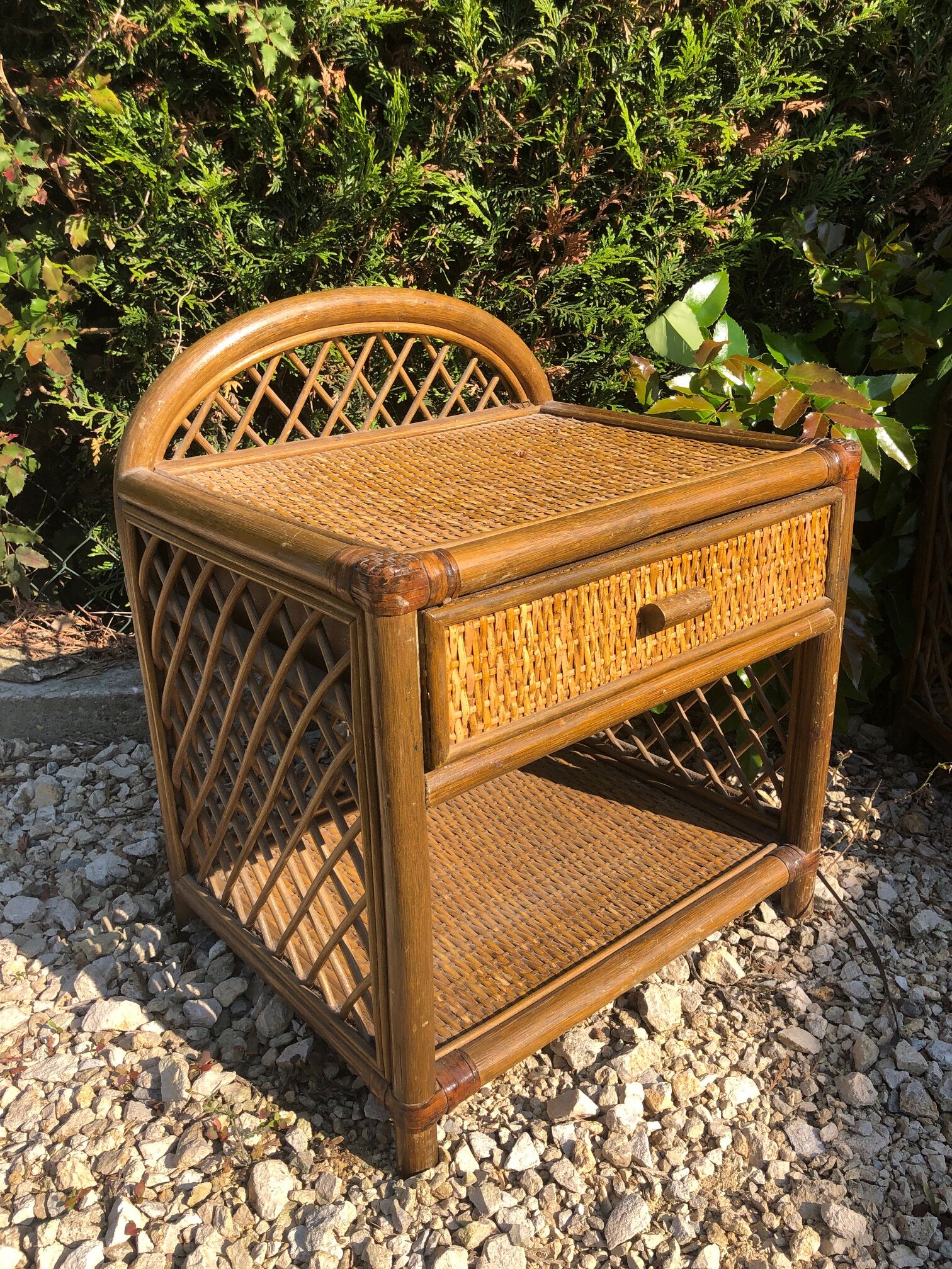 Pair of rattan bedsides