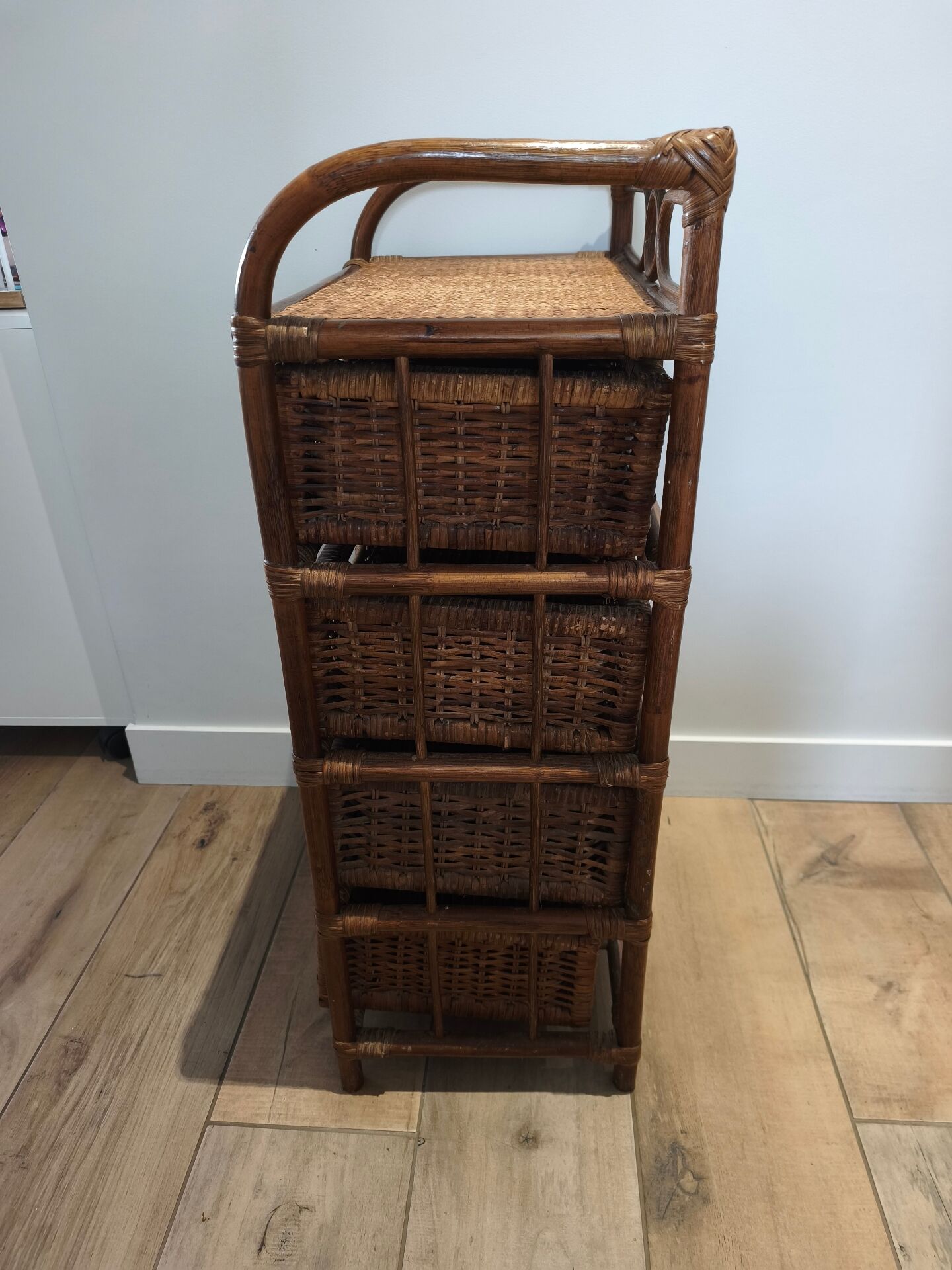 Rattan wicker drawer unit