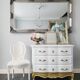 Louis XV style chest of drawers, white and gold