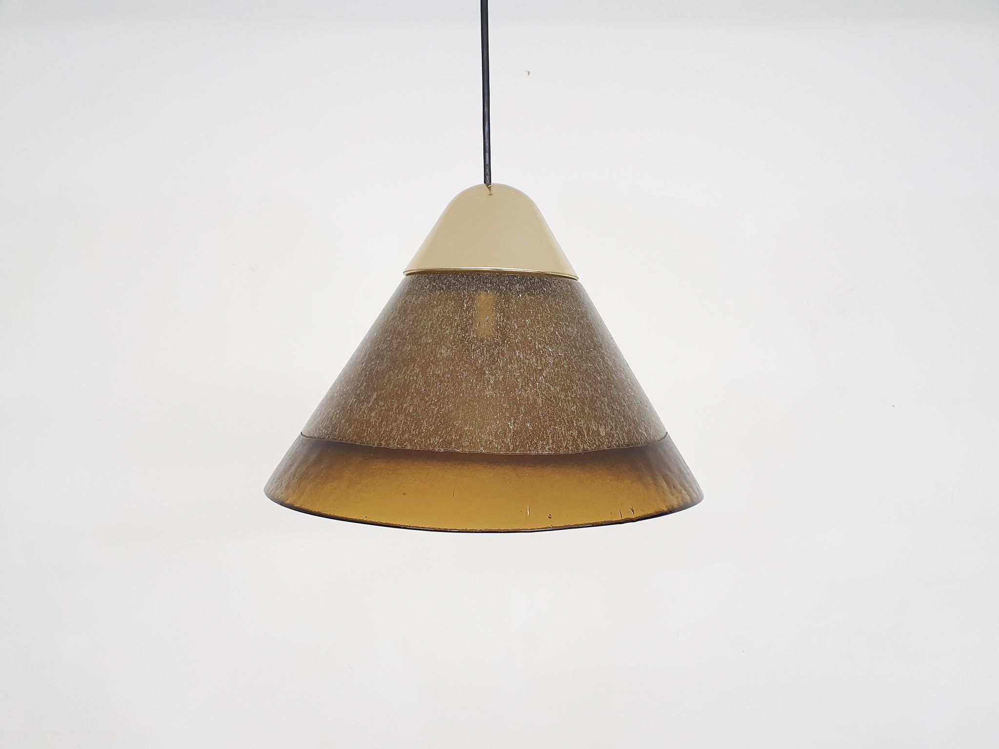 Suspension en verre bulles brun par Peill et Putzler, Allemagne 1960's