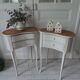 Vintage bedsides patinated pearl grey, branded wooden trays