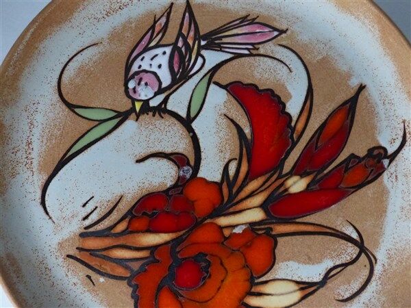Plate In Sandstone Vallauris Bird