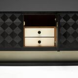 Brutalist Sideboard by De Coene in Stained Oak, Belgium, 1970s