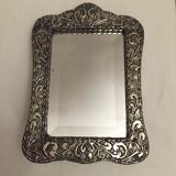 Silver metal table mirror 16x23cm