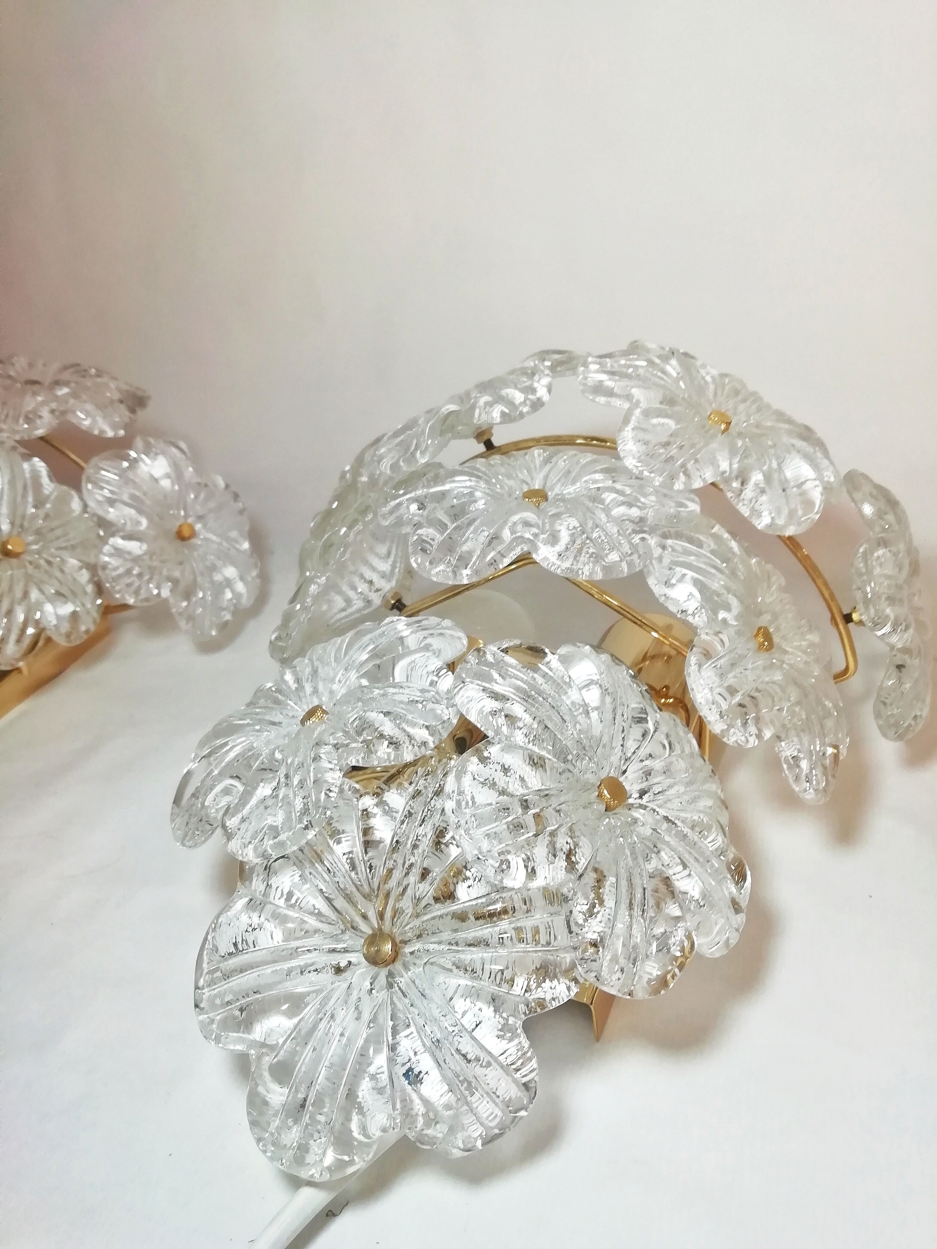 Pair of Murano glass flower wall light