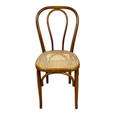 Chaise de bistrot en bois courbé et cannage