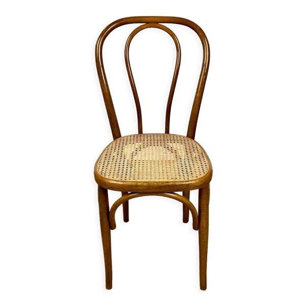 Chaise de bistrot en bois courbé et cannage