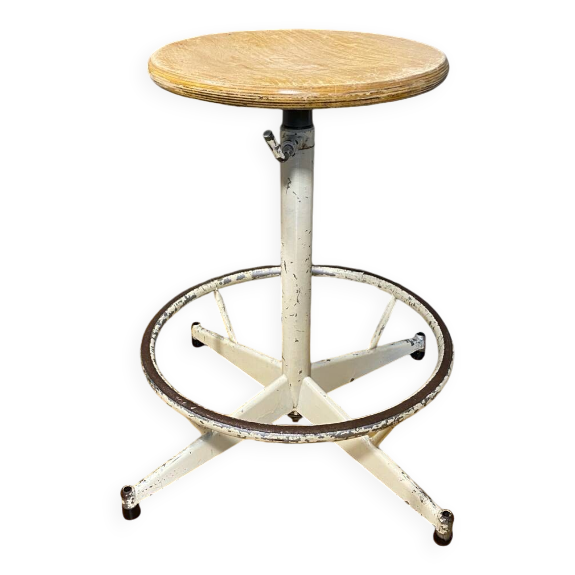 Adjustable workshop stool, vintage industrial stool