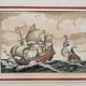 Beautiful setting marine boats ships galions, litho. holland 1672