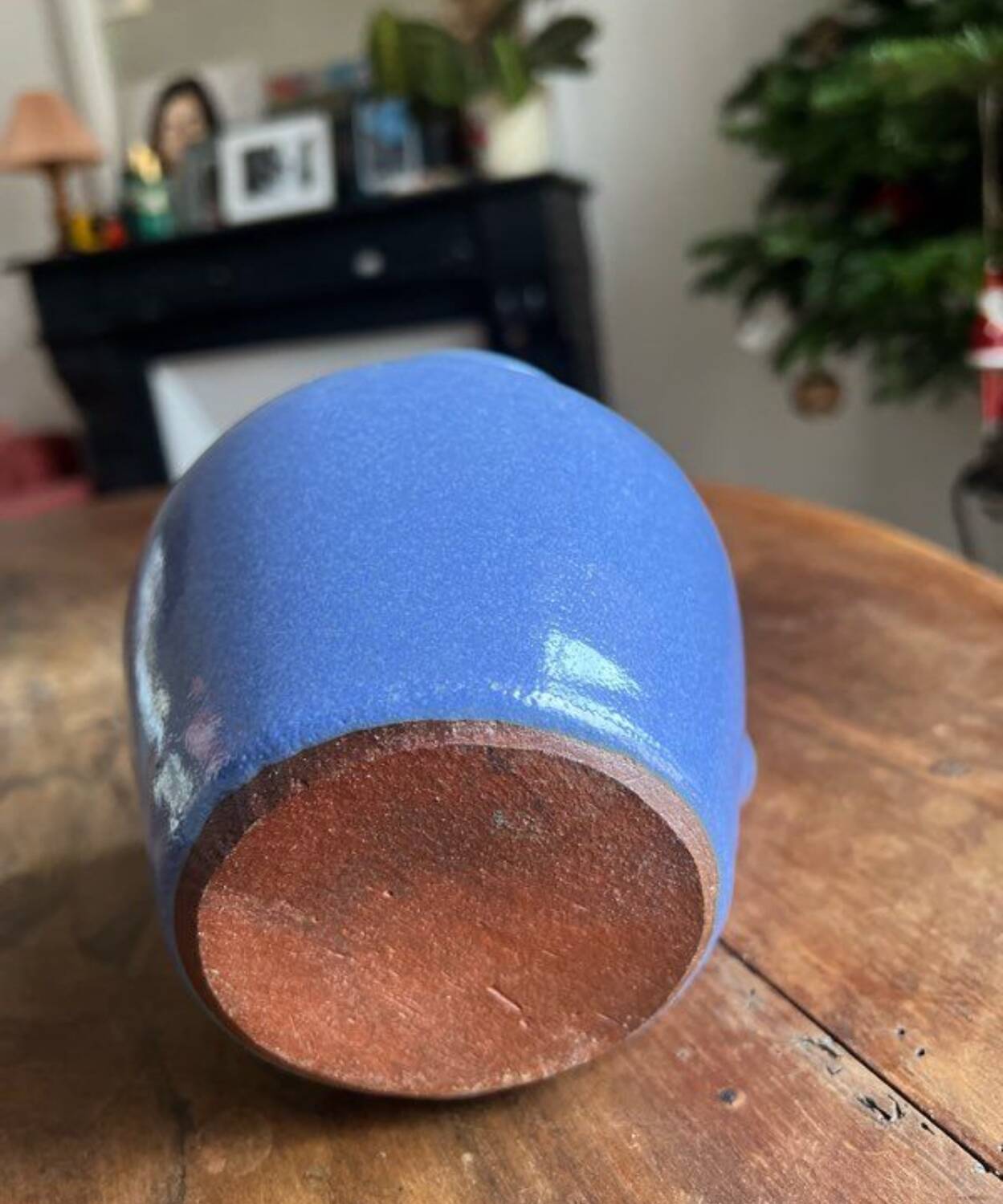 Pichet en céramique grès vernissé bleu